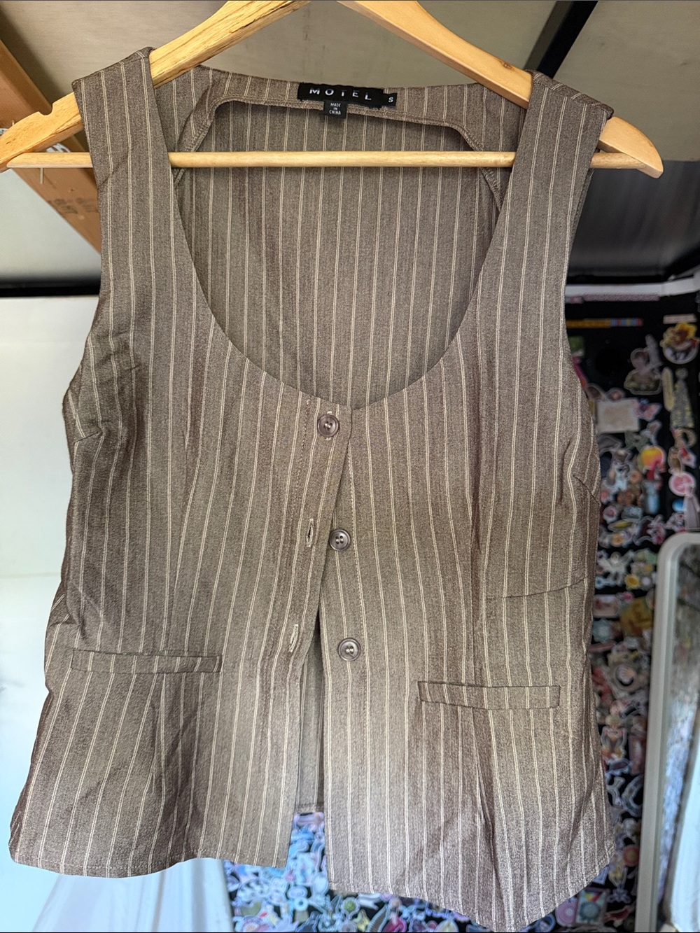 Motel Rocks Brown Pinstripe Vest
